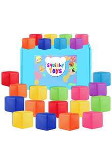 3/9/18pcs Slow Rising Stress Cube: Stretchy Fidget Toys For Anxiety Relief, Large Size Squishy Cube, Pull Stretch Fidgets Prize Box Toys (Random) ﻿ - Multicolor - View 1