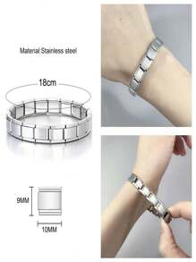 1PC Gold Plated 18k Stainless Steel Elastic Bracelet, Can Be Freely Matched With Patchwork Men's Bracelet. Suitable For Daily Wear