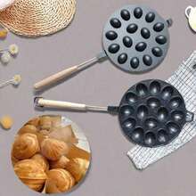 1pc 16-Cavity Black/Gray Oval Waffle Cast Iron Mold, Nut Cookies/Cake Pan, Suitable For Gas Stove Universal Nut Cake Baking Mold Egg Waffle Maker, Suitable For Graduation Gifts, Bachelor Party Gifts, Bridesmaid Gifts, Father's Day Gifts, Halloween Decorations, Halloween Gifts, Bridesmaid Proposal Gifts, Wedding Guest Favors, Birthday Party Decorations And Wedding Items, Weddings, Birthday Parties, Anniversaries, Holidays, Graduations - Multicolor - View 2