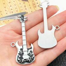 Rockstar DIY Kit: 2/6pcs Elegant Guitar Pendants - Perfect For Band Merch Jewelry Making" (Niche Appeal)
