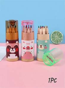 12 pezzi Piccola matita da disegno e colorare a 12 colori, set di piccole matite colorate a tema orsetti, colori casuali, adatto per il ritorno a scuola