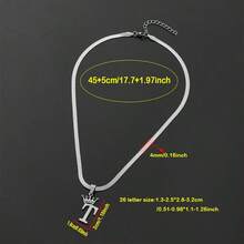 不锈钢 26 字母天使幸运皇冠吊坠 4 毫米刀片项链扁平蛇链珠宝女王公主字母吊坠，节日高端礼物 - 銀色 - 查看 5