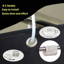 1pc Solid Color Thickened Waterproof Polyester Shower Curtain, Machine Washable Fabric With C-Shaped Hooks And Weight - Black - View 6