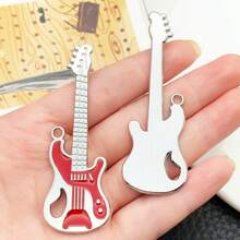 Rockstar DIY Kit: 2/6pcs Elegant Guitar Pendants - Perfect For Band Merch Jewelry Making" (Niche Appeal)