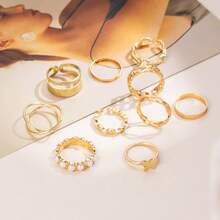 10 件/珍珠镶嵌蝴蝶装饰女士戒指套装珠宝日常搭配、派对、节日、婚礼、送礼