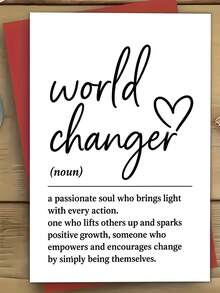 1 张带信封的励志贺卡 - 励志“世界改变者”名言设计，适合女性、朋友、同事、老师 - 令人振奋的空白内页卡片，用于欣赏、赋权、鼓励 - 彩色 - 查看 1