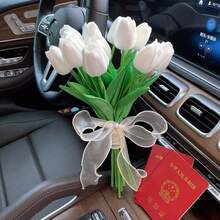 新娘捧花 - 真马蹄莲，新娘捧花，伴娘捧花，白色仿真花，春季母亲节复活节礼物，家居厨房婚礼装饰，夏季生日海滩返校用品，房间装饰