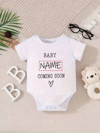 [Op maat gemaakt] Gepersonaliseerde baby-romper met korte mouwen en naam voor jongens en meisjes, ronde hals, korte mouwen, casual romper voor baby's, machinewasbaar, multifunctioneel, decoratief, letter, stijlvol, modern, kleurrijk, schattig, schattig, casual, op maat gemaakt, gepersonaliseerd, uniek, ideaal cadeau voor hem, ideaal cadeau voor haar