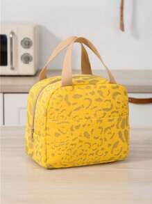 1pc Ink Painting Pattern Insulated Lunch Bag, Large Capacity Reusable Lunch Tote, Waterproof And Portable Design, Ideal For School And Office - Keep Your Food Fresh And Delicious, Bento Box Bag, Carry Bag, Kitchen Picnic