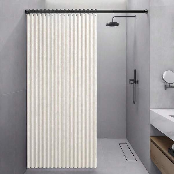 1 Set de Cortina de ducha plegable para baño, de poliéster resistente a las arrugas y al agua, multicolor, incluye ganchos, imanes y ataduras, lavable a máquina, diseño moderno