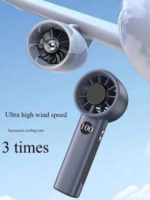 Ventilatore portatile a mano con turbo raffreddamento, display LED e batteria ricaricabile al litio, ad alto volume d'aria, durata prolungata, silenzioso, adatto per uso domestico e per i viaggi