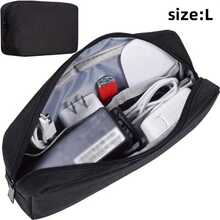 Bolsa de almacenamiento de accesorios digitales a prueba de agua, bolsa organizadora de viaje portátil de gran capacidad para teléfonoóvil, banda de USB - L-Negro - Ver 2