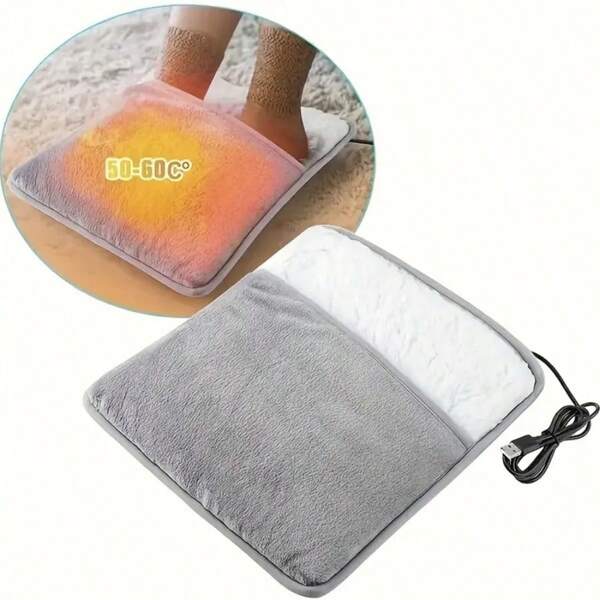 Bolsa de calentador de pies y barriga alimentada por USB, diseño de doble capa, tela de felpa suave, ayuda de comodidad y relajación en invierno