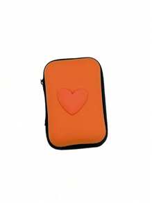 1 pieza Bolsa de almacenamiento portátil con forma de corazón de material EVA, adecuada para organizar cables/auriculares/cargadores/pequeños accesorios digitales/monedas