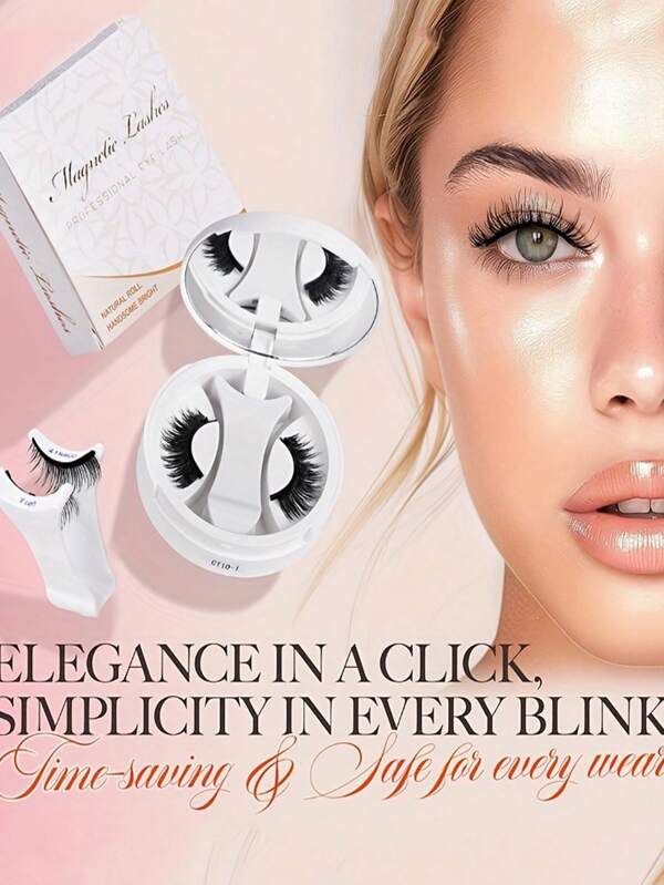 4pcs Magnetic Eyelashes + 1pc Eyelash Curler + 1pc Storage Box, Magnetic False Eyelashes, Magnetic Eyelash Curler, Glue-Free, Soft Adherence, Easy To Wear, No Deformation, Delicate, Lightweight