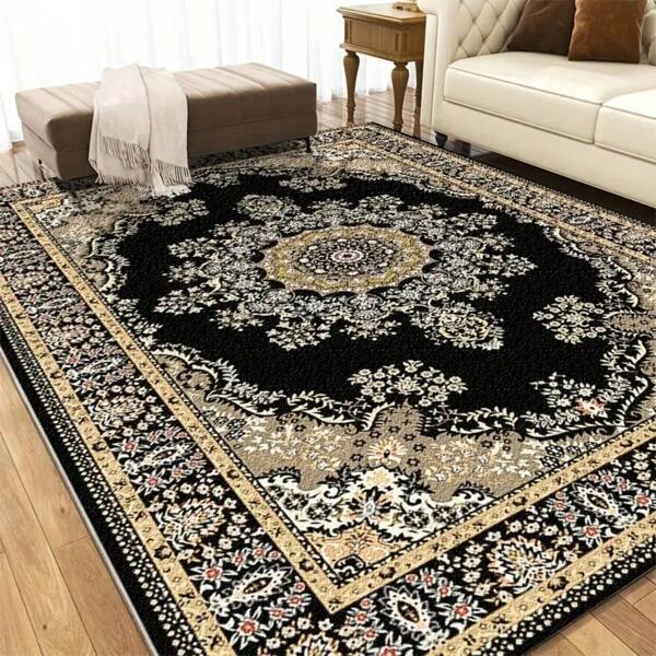 Large Area Rug, 2025 New Collection, Personalized Dark Retro Pattern, Bohemian Style, Crafted From High-Tech Crystal Velvet Material With Dense Knitted Surface That Resists Fading, Abrasion, And Is Easy To Clean. Features Dotted Anti-Slip Backing For Enhanced Friction, Machine Washable.