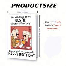 1 Pieza Tarjeta de cumpleaños divertida "Amigo violento" con sobre, adecuada para amigos que saben demasiado-- Diseño de dibujos animados humorístico, en color negro y blanco, adecuada para celebrar la amistad pasivamente agresiva, tarjetas de amistad, tarjetas de cumpleaños para amigos y hermanas - Multicolor - Ver 3