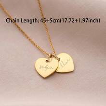 Personalised Double Heart Name Necklace, Couples Gift For Her, Anniversary Gift, Mother's Day Gift, Engraved Pendant, Initial Nameplate Jewelry - Multicolor - View 5