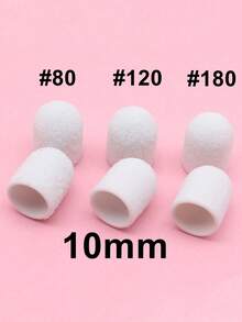 Easy Nail 10个指甲打磨帽，带10毫米钻头，适用于足部锉刀、去茧器、美甲修脚抛光，#80 #120 #180 粉色紫色