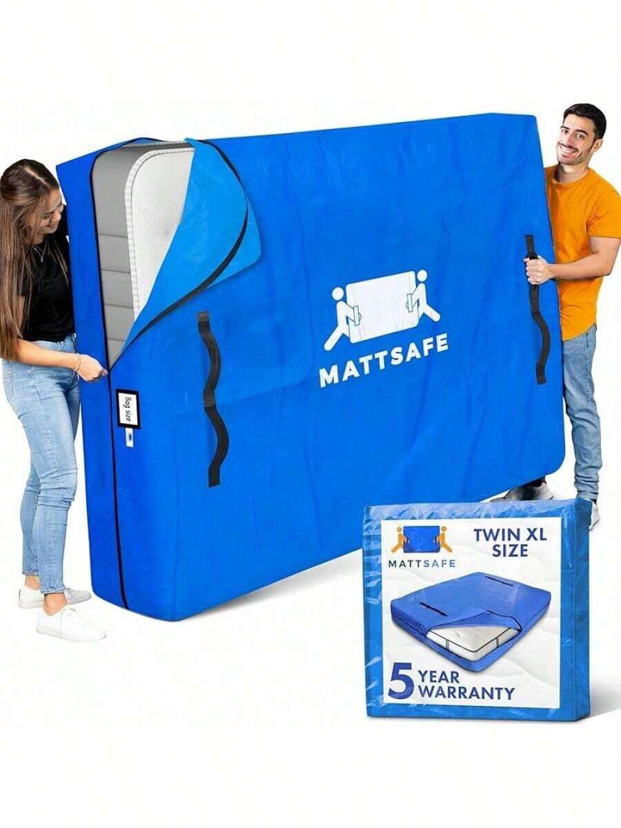 Mattress Bags For Moving And Storage (Queen) Heavy Duty Moving Supplies, 8 Sturdy Handles, Strong Zipper, Mattress Cover Queen Size Bed Bags, Storage Cover Essentials Packing Protector - Blue - View 1