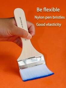 1pc/3pcs Nylon Wide Brush, Wooden Handle, Acrylic Canvas, Oil Painting Brush, Watercolor Brush, Art Stationery, Large Nylon Bristle Brush, Painting Brush, Painting Bristle Brush, Large Row Brush, School Art Painting, Doodle And Coloring Brush, Watercolor And Acrylic Oil Painting Nylon Row Brush, Painting Auxiliary Tools, Wall Painting Tools - Multicolor - View 5