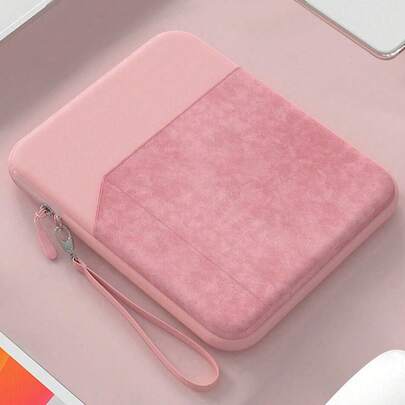 1 cuốn sổ tay điện tử nhiều lớp chất liệu polyester màu hồng nhẹ có khóa kéo dung lượng lớn kèm hộp đựng bảo vệ khi đi du lịch có đệm, phù hợp với máy tính bảng 8"/11"/12.9"