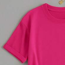 Women's Loose And Wide T-Shirt 100% Cotton 30.1 Day To Day Gym Immediate Shipping - Màu Hồng Tươi - Xem 2