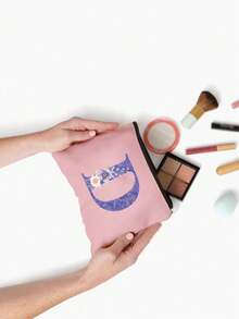 A-Z Floral Print Cosmetic Bag, Gift For Girls, Cute Retro Minimalist Alphabet Pattern Print Storage Pouch, Makeup Bag, Small Items Organizer, Cosmetic Bag, Toiletry Bag, Clutch, Lightweight Foldable Organizer, Minimalist Shopping Bag, Teacher Gift Clutch, Nurse/Doctor/Teacher Storage Pouch, Suitable For Personal Travel Makeup Storage, Travel Essential, Vacation/Back To School Supplies Bag, Women Travel Cosmetic Bag - Pink - View 9