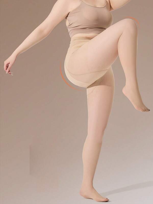 Meia-calça plus size feminina, nude e preta, antiderrapante, leve para o verão, modeladora de pernas em tom de pele, antiderrapante