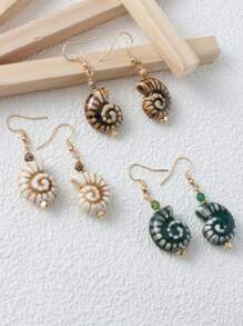 Handmade Stone Beads, Stainless Steel Fish Hook, Ocean Series Earrings, Ceramic Seashell Earrings For Women