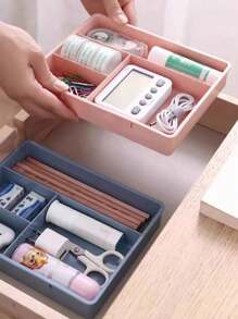 1 Peça Organizador de Gaveta de Mesa com 4 Compartimentos, Caixa de Armazenamento de Gaveta Plástica Simples para Uso Doméstico Sem Furos, Organizador de Papelaria de Mesa, Caixa de Classificação e Armazenamento de Itens Pequenos, Organizador Empilhável de 4 Níveis, Necessidade de Verão para Organizador de Armazenamento Presente de Viagem para Mulheres