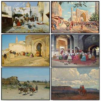 1 pièce/3 pièces Affiches murales Art Voyage Animaux Hommes d'affaires arabes et Chevaux Affiches sur canevas et célèbres œuvres d'art Images murales de véranda Décoration d'intérieur Salon Sans cadre/Avec cadre sur canevas