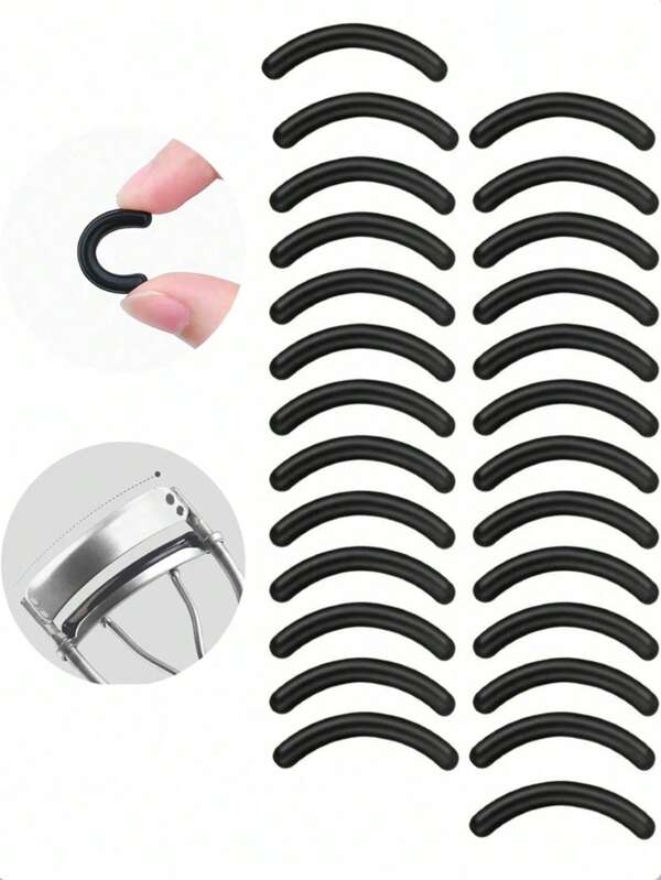 50/5 pezzi Cuscinetti di ricambio per arricciaciglia, cuscinetti in silicone morbido di ricambio per arricciaciglia universali, strisce nere per accessori per il trucco, economici, per la camera da letto, il bagno, il trucco, i viaggi