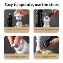 1 pieza/2 piezas/3 piezas Molino de pimienta y salero de madera manual estilo Teppanyaki con soporte