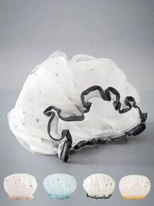 1 件可重复使用可调节双层防水浴帽，带星空网眼设计，无味，适合所有头发类型，非常适合健康和浴室使用，多种颜色