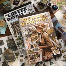 Scrapbook Stickers Book - 20 Sheets Decoractive Papers & 30 Sheets Aesthetic Pre-Cut People Washi Stickers For Journaling Junk Journaling, Decorative Ephemera Arts Craft