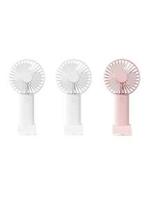 1 pieza Ventilador de triple hoja recargable por USB con soporte, se puede usar como soporte para teléfono/tableta, diseño lindo adecuado tanto para niños como para niñas. Regalo ideal para mujeres, perfecto para actividades al aire libre, playa, oficina, escuela, hogar [Ventilador de refrigeración de verano]