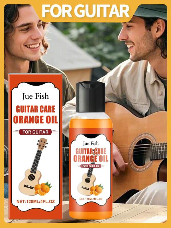 1 bouteille de 120 ml d'agent de soins pour guitare, nettoyage de surface de guitare, réparation, entretien des cordes, ravivage de la peinture d'instrument en bois, polissage, anti-poussière et agent de soins antioxydant deux-en-un