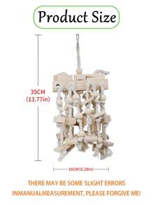 1 pieza Juguete para masticar para mascotas, juguete de bloque de madera natural para loros grandes y medianos como cacatúas, guacamayos, accesorios de rompecabezas y forrajeo para jaula de pájaros