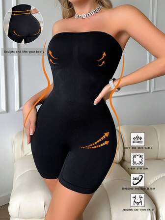 一件装高弹针织塑身连体衣，臀部和腰部塑形，女士款