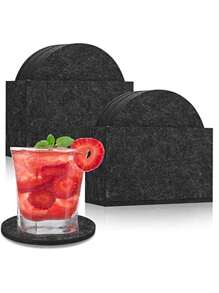 Pack Of 16 Round Felt Coasters For Glasses, Felt Coasters, Glass Coasters, Table Coasters With 2 Storage Boxes, For Cups, Table, Bar, Glass, Glasses