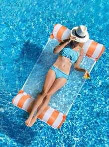 Schwimmring, aufblasbares Schwebebett, gestreifter Hängestuhl-Sonnenliege, Pool-Schwimmhilfe, Wassermatte für Schwimmbad, Sommer-Strandurlaubs-Accessoires, Strandutensilien