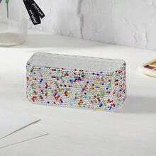 1 pieza Soporte de brochas de maquillaje de lujo con rhinestones, estante de almacenamiento de herramientas cosméticas, organizador de 26 agujeros para brochas de maquillaje y delineadores, soporte de exhibición para tocador, esencial para viajes, vida diaria, bodas, regalos de cumpleaños, fiestas, adorno decorativo enjoyado - Multicolor - Ver 8