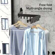 Heavy Duty Folding Drying Rack, No Hole Invisible Folding Clothesline, Window Sill Balcony Telescopic Indoor And Outdoor Wall-Mounted Clothes Rack, For Drying Clothes, Socks, T-Shirt Metal Clothes Rod.