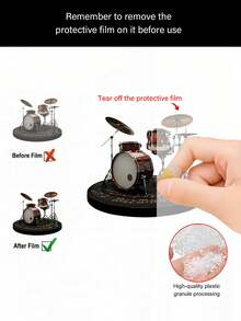 Trang trí để bàn 2D bằng acrylic, 1 chiếc, thiết kế lấy cảm hứng từ bộ trống cổ điển, (20cm/7.87in) Phụ kiện hai mặt chủ đề âm nhạc, thích hợp cho nhà cửa, văn phòng, phòng ngủ, quán cà phê, dùng để trang trí thiệp, v.v. - Nhiều màu - Xem 10