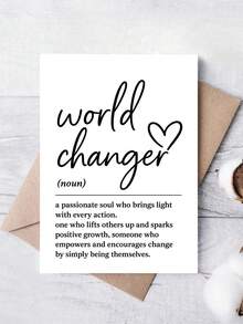 1 张带信封的励志贺卡 - 励志“世界改变者”名言设计，适合女性、朋友、同事、老师 - 令人振奋的空白内页卡片，用于欣赏、赋权、鼓励 - 彩色 - 查看 11