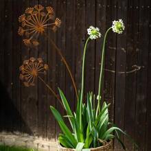 1 Stück natürlich rostiges Metall Gartenstecker Deko, modernes Blumendesign, witterungsbeständiges rustikales Äußeres, geeignet für Garten, Terrasse, Balkon, Blumentopf, perfektes Muttertagsgeschenk, Gartendekoration, Gartenausstattung