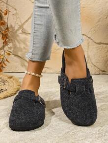 Damen & Teens Unisex Lässig einfarbige bequeme Plüsch Slip-On Mule Pantoffeln, geeignet für alle Jahreszeiten, einfarbige Holz Slide Sandalen für Strand, Outdoor, Zuhause, Große Größen