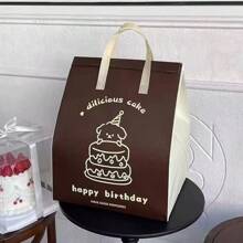 1pc/Disposable Cake Insulated Bag, Takeaway Bag, Non-Woven Fabric Thickened, Birthday Package, 6 Inches 8 Inches