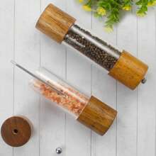 SHEIN X Heather Rae Premium 2-Pack Acrylic Salt And Pepper Mill Set, Manual Wooden Grinders With Adjustable Core - 8-Inch Salt And Pepper Mills Perfect For Birthday Or Christmas Gifts